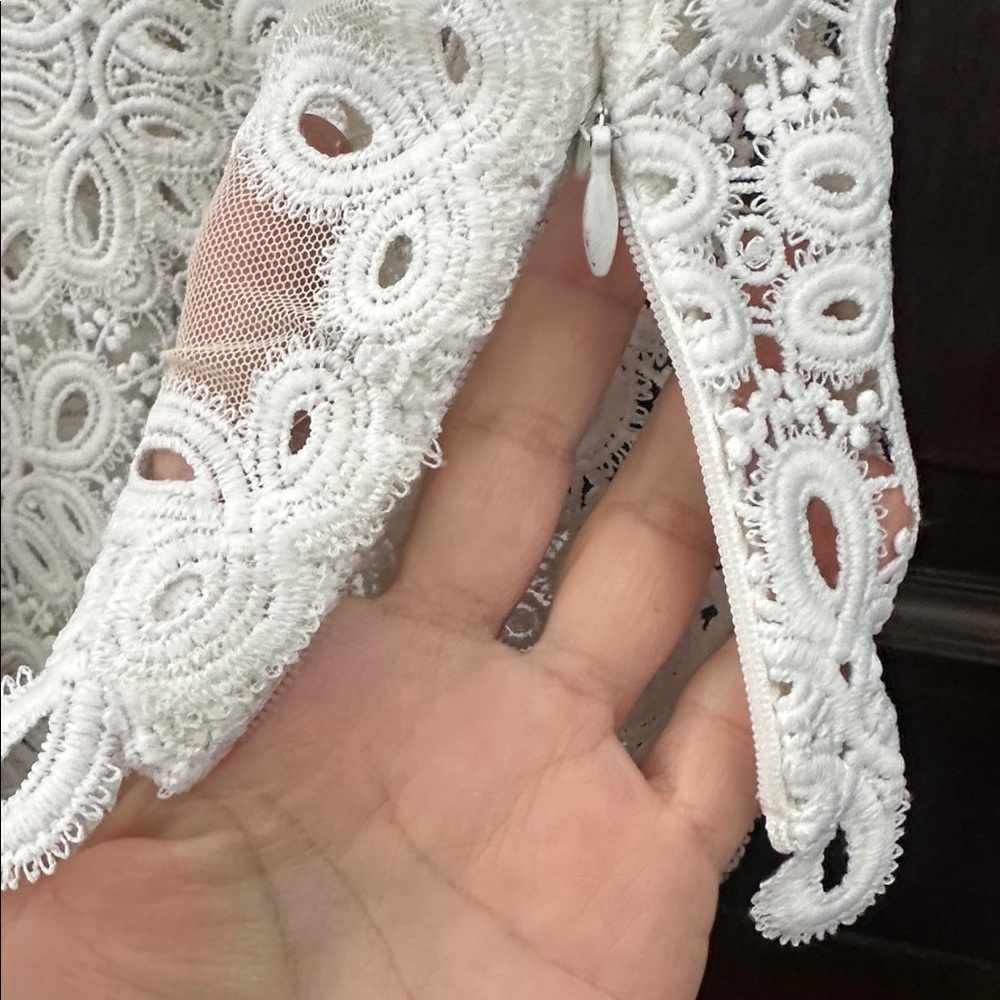Jonathan Simkhai White Crochet Lace High-Neck Mini Dress - Picture 10 of 15